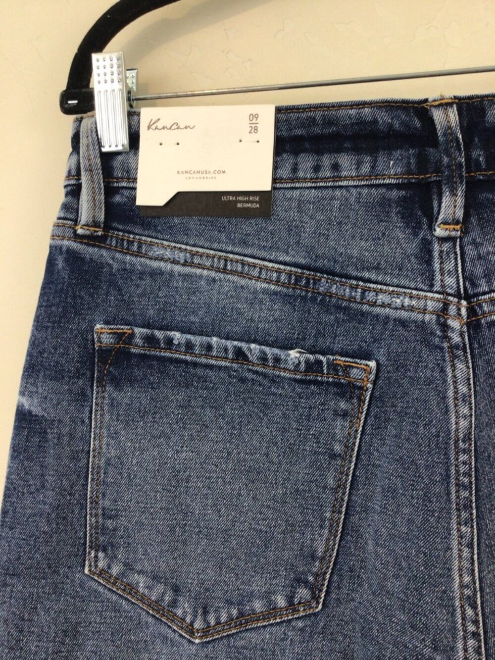 3/$10💕 NWT Rancan Ultra High Rise Bermuda Denim Distressed Jean Shorts - Picture 4 of 7